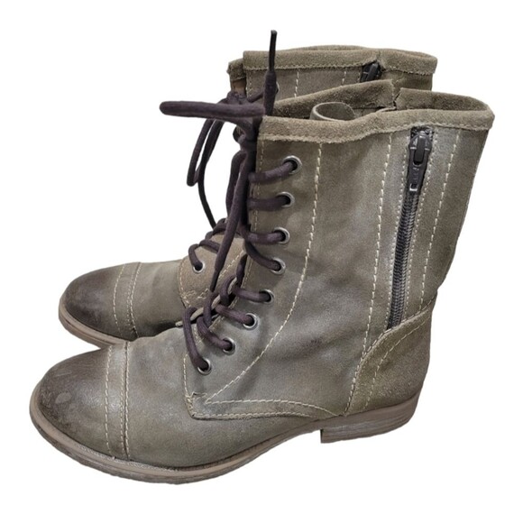 ROAN by Bed Stu Affair Leather Combat Boots US 6.5 Distressed Beige Ankle Bootie - Picture 1 of 7